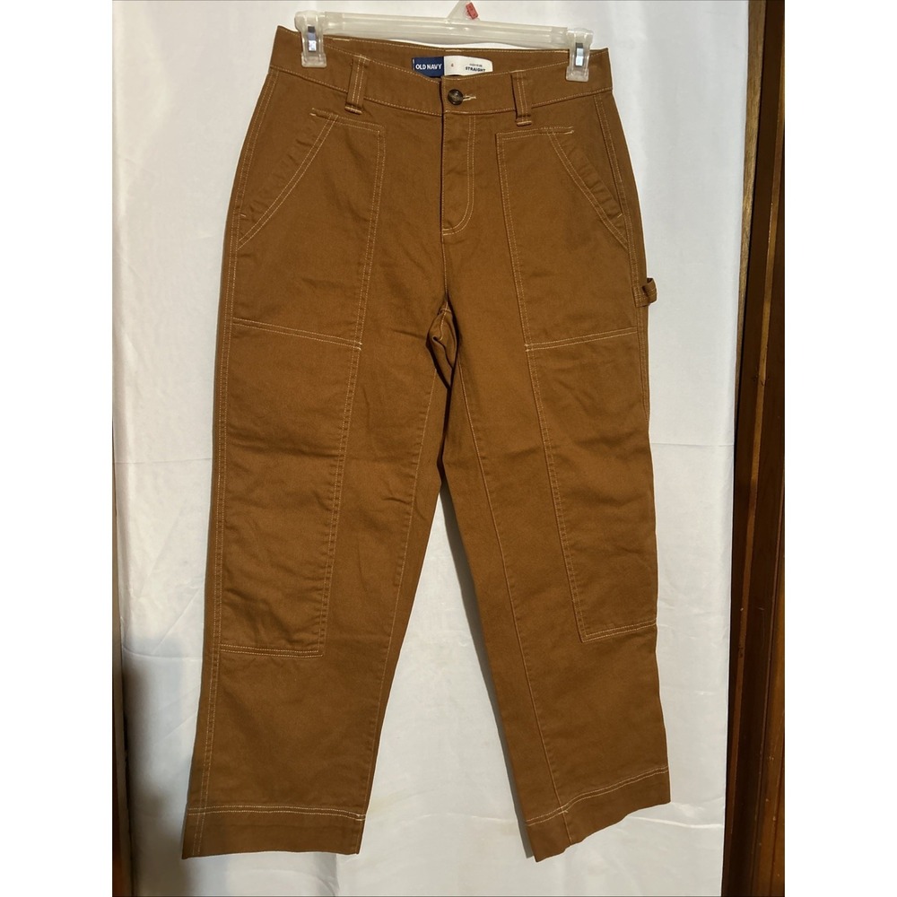 Old Navy Women's Tan/Gold High Rise Straight Leg Jeans Size 6